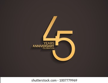 45 years anniversary celebration logotype with elegant gold color for celebration