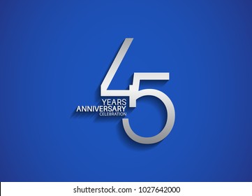 45 years anniversary celebration logotype with silver color isolated on blue background