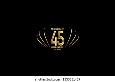 45 years anniversary celebration logotype. anniversary logo with golden and Spark light white color isolated on black background, vector design for celebration, invitation greeting card-Vector