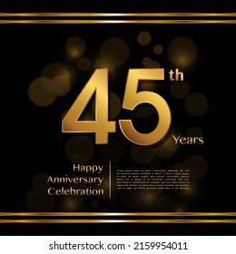 45 years anniversary celebration logotype with gold color, for booklet, leaflet, magazine, brochure poster, banner, web, invitation or greeting card. Vector illustrations.