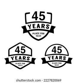 45 years anniversary celebration logotype. 45th anniversary logo collection. Set of anniversary design template. Vector illustration.	