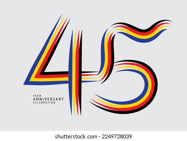 45 years anniversary celebration logotype colorful line vector, 45th birthday logo, 45 number, Banner template, vector design template elements for invitation card and poster. number design vector