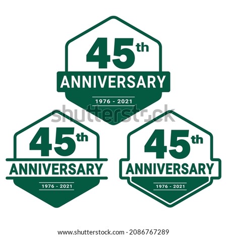 45 years anniversary celebration logotype. 45th anniversary logo collection. Set of anniversary design template. Vector and illustration.