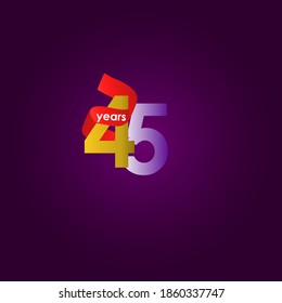 45 Years Anniversary Celebration Ribbon Vector Template Design Illustration