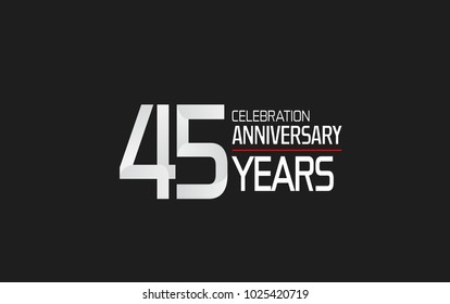 45 years anniversary celebration simple design white color with red line isolated on black background 