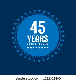 45 years anniversary celebration simple emblem, label, badge, logo,seal. vintage logo, 45 year sign, jubilee, greeting card