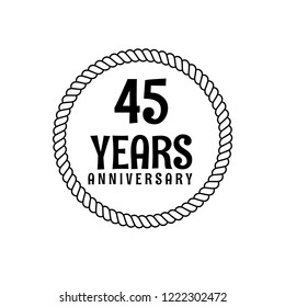 45 years anniversary celebration simple emblem, label, badge, logo,seal. vintage logo, 45 year sign, jubilee, greeting card