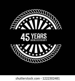 45 years anniversary celebration simple emblem, label, badge, logo,seal. vintage logo, 45 year sign, jubilee, greeting card
