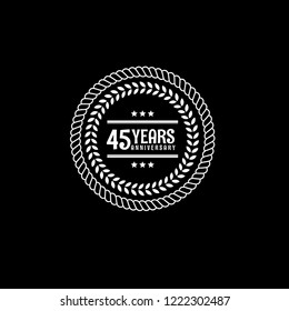 45 years anniversary celebration simple emblem, label, badge, logo,seal. vintage logo, 45 year sign, jubilee, greeting card