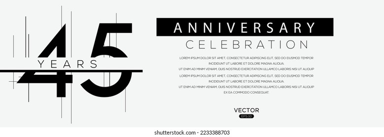 45 years anniversary celebration template, Vector illustration.