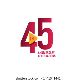 45 Years Anniversary Celebration Vector Template Design Illustration