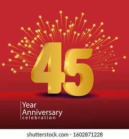 45 Years Anniversary Celebration Vector Template Design Illustration