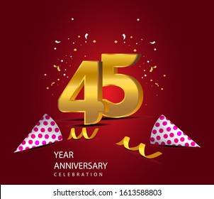45 Years Anniversary Celebration Vector Template Design Illustration