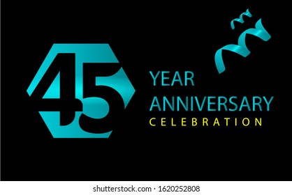 45 Years Anniversary Celebration Vector Template Design Illustration