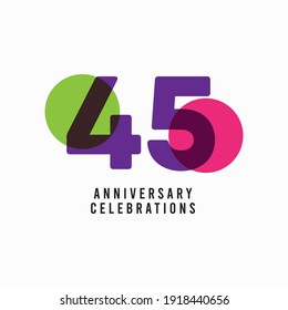 45 Years Anniversary Celebration Vector Template Design Illustration