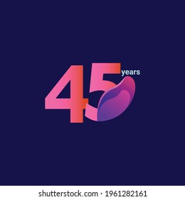 45 Years Anniversary Celebration Vector Template Design Illustration