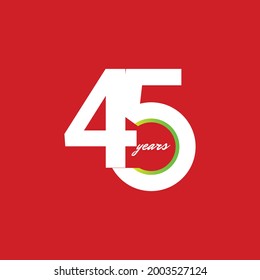 45 Years Anniversary Celebration Vector Template Design Illustration