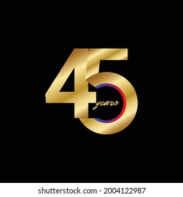 45 Years Anniversary Celebration Vector Template Design Illustration