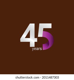 45 Years Anniversary Celebration Vector Template Design Illustration