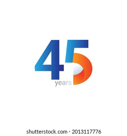45 Years Anniversary Celebration Vector Template Design Illustration
