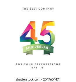 45 Years Anniversary Celebration Vector Template Design Illustration