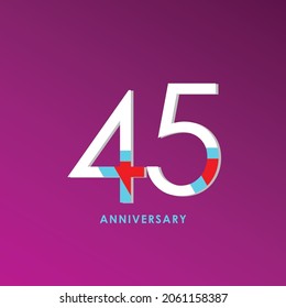 45 Years Anniversary Celebration Vector Template Design Illustration
