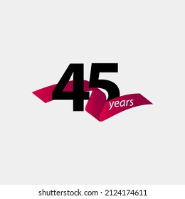 Ilustración de diseño de plantillas vectoriales de celebración de 45 años