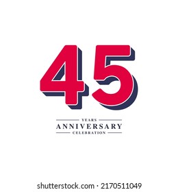 45 Years Anniversary Celebration Vector Template Design Illustration