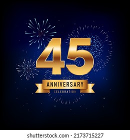 45 Years Anniversary Celebration, Vector Design Illustration Template