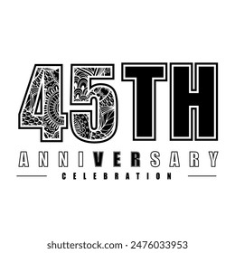 45 years anniversary celebration vector template design illustration