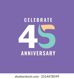 Ilustración de diseño de Plantilla de Vector de celebración de 45 años