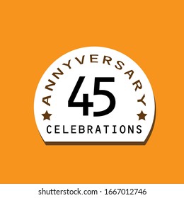 45 Years Anniversary Celebration Vintage Circle Vector Template Design Illustration