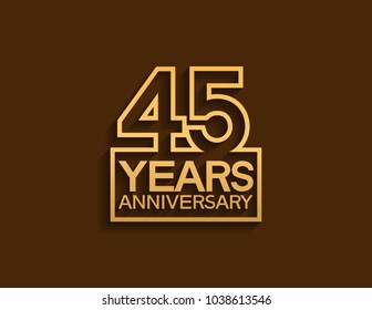 45 years anniversary design line style with square golden color for celebration event