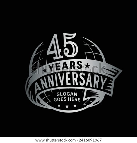 45 years anniversary design template. 45th logo. Vector and illustration.
