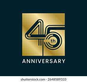 45 Years Anniversary design vector illustration. Unique 45 years logo design template. In square shape