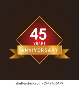 45 years anniversary elebration 3d vector template design illustration