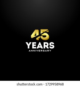 45 Years Anniversary Gold Number Vector Design