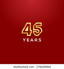 45 Years Anniversary Gold Number Vector Design