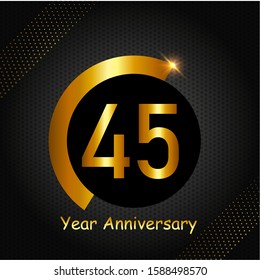 45 years anniversary golden color with circle ring isolated on black background for anniversary 