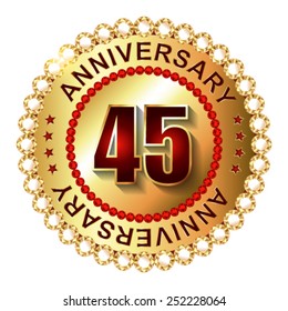 45 Years anniversary golden label. 