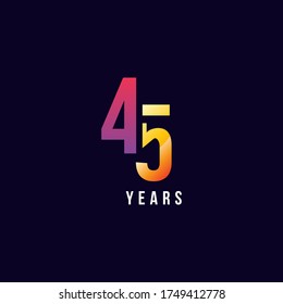 45 Years Anniversary Gradient Number Vector Design
