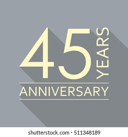 45 years anniversary icon. Anniversary decoration template. Vector illustration.