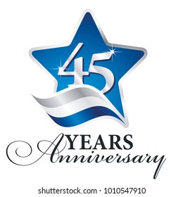 45 years anniversary isolated blue star flag logo icon