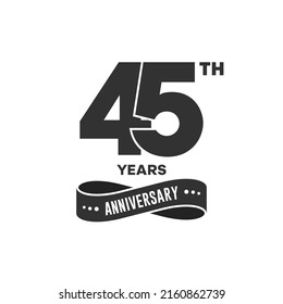 45 Jahre Jubiläum Logo mit schwarzer Farbe für Broschüren, Broschüren, Poster, Banner, Web, Einladung oder Grußkarte. Vektorgrafiken.