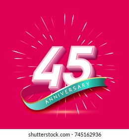 45 years anniversary logo celebration with firework and ribbon