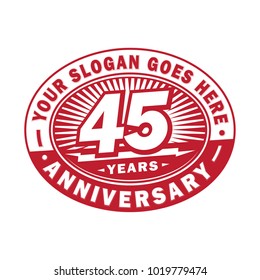45 years anniversary. Anniversary logo design.