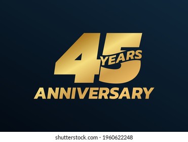 45 years anniversary logo design. 45th birthday celebration icon or badge. Vector illustration.