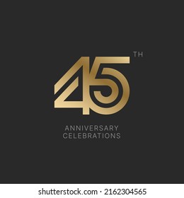 45 years anniversary logo design on black background for celebration event. 45th celebration emblem.