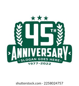 45 years anniversary logo design template. 45th anniversary celebration logotype. Vector and illustration.