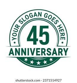 45 years anniversary logo design template. 45th anniversary celebrating logotype. Vector and illustration.